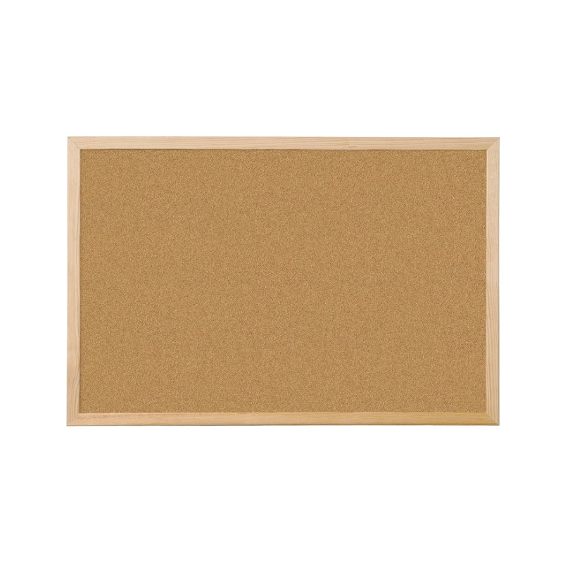 Pizarra Corcho 30X40 CM Marco Madera Marrón Kit Montaje Chinchetas Incluidas Tablero Anuncios Oficina