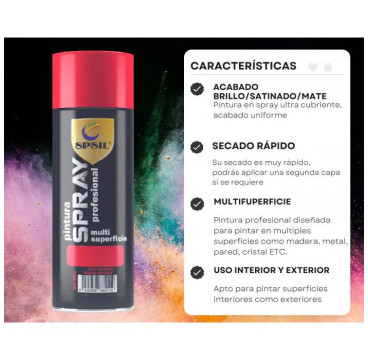 SPSIL Pintura Spray 400ml,Color ( Blanco)( Negro) Spray Acrílico para Metal / Madera / Plástico