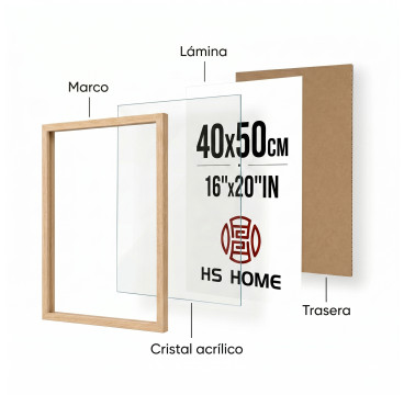 Marco de Foto A4 (Haya) MOD-254 Ancho de moldura 2cm. Ideal para enmarcar poster.