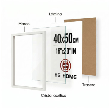 Marco de Foto 40x60cm (Blanco) MOD-254 Hecho de Madera, Ancho de moldura 2cm