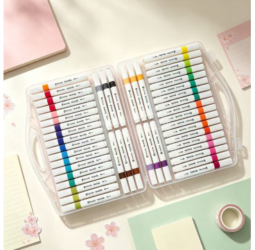 48 rotuladores de colores gruesos, lavables, con caja de almacenamiento