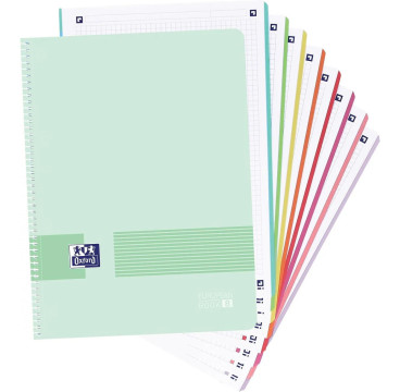 Cuaderno Espiral Europeanbook 5 5X5 mm A4+ 120 Hj T/pp Oxford Live & Go Colores Pastel Surtidos