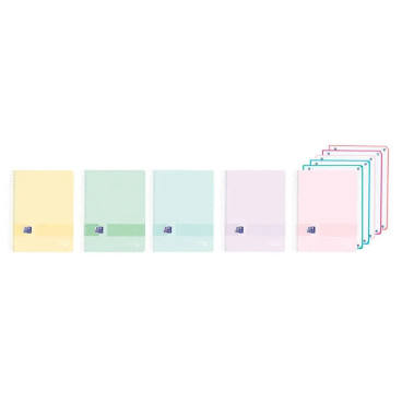 Cuaderno Espiral Europeanbook 5 5X5 mm A4+ 120 Hj T/pp Oxford Live & Go Colores Pastel Surtidos