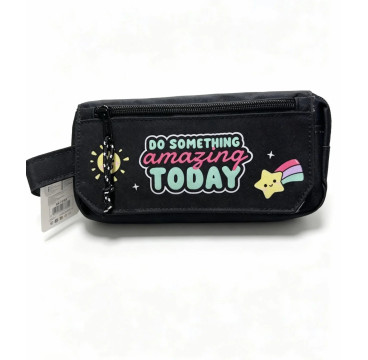Estuche escolar 4 cremalleras Negro