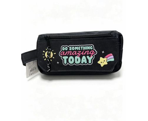 Estuche escolar 4 cremalleras Negro