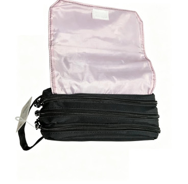 Estuche escolar 4 cremalleras Negro