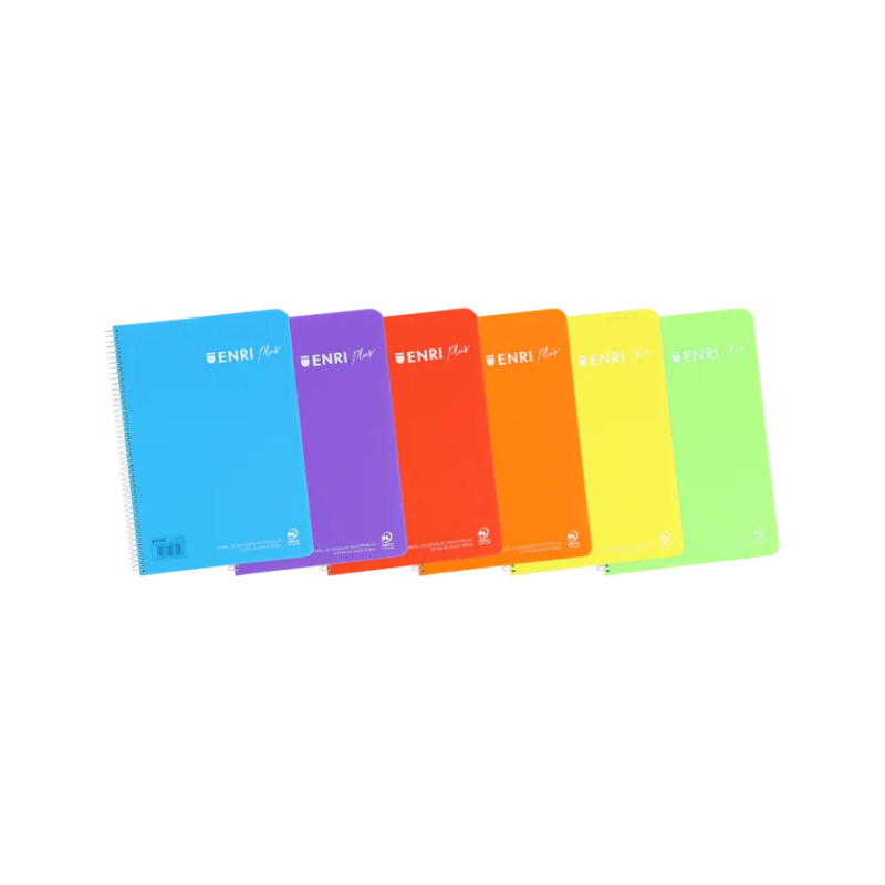 pack5 Cuaderno Tapa de Plástico A5 Cuaderno Espiral 1 línea con margen 80 Hojas 90gr
