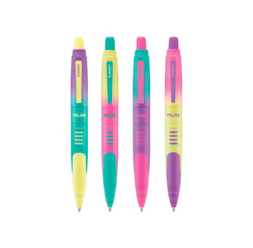 Boligrafo milan compact sunset retractil tinta azul punta 1 mm colores surtidos (PACK DE 1 UDS)