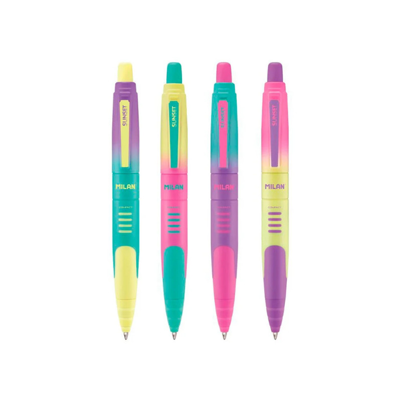 Boligrafo milan compact sunset retractil tinta azul punta 1 mm colores surtidos (PACK DE 1 UDS)