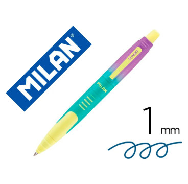Boligrafo milan compact sunset retractil tinta azul punta 1 mm colores surtidos (PACK DE 1 UDS)