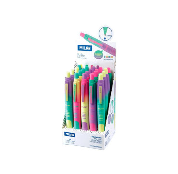 Boligrafo milan compact sunset retractil tinta azul punta 1 mm colores surtidos (PACK DE 1 UDS)
