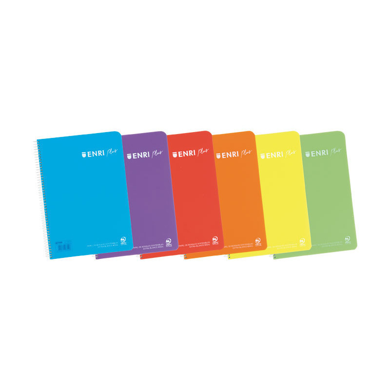 Cuaderno espiral A4  80 hojas 90gr pauta 3,5 c/m tapa plástico surtido