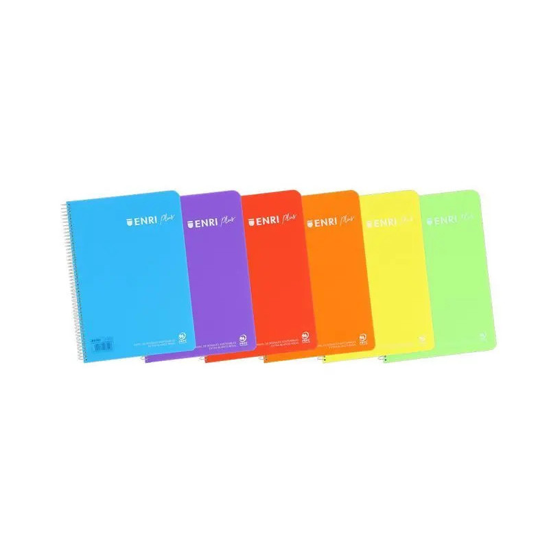 Cuaderno Espiral 4X4 mm A5 80 Hj 90 Gr Enri Tapa Plastico Colores Surtidos