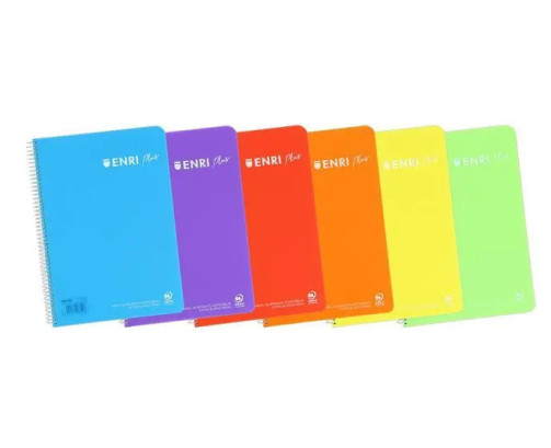 Cuaderno Tapa de Plástico Cuaderno A5 Espiral 1 línea con margen 80 Hojas 90gr (PACK DE 1)