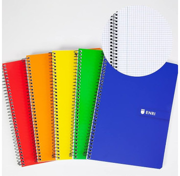 pack10 Cuaderno Enri - Espiral - Cartón A5- Cuarto - 4x4 - 80 hojas - 60 g
