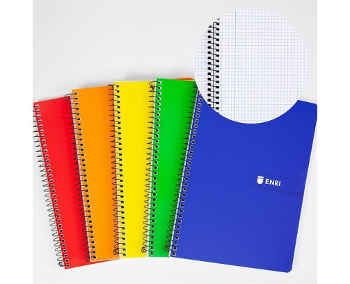 pack10 Cuaderno Enri - Espiral - Cartón A5- Cuarto - 4x4 - 80 hojas - 60 g
