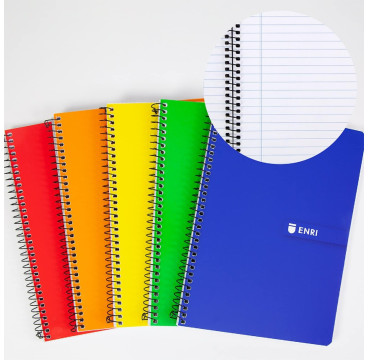 Cuadernos A5, 1 Raya, Tapa Blanda, 80 Hojas, Pack 5 Libretas, Colores Surtidos