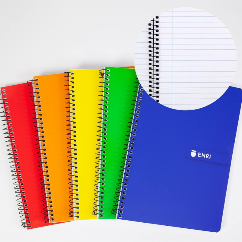 Cuadernos A5, 1 Raya, Tapa Blanda, 80 Hojas, Pack 5 Libretas, Colores Surtidos