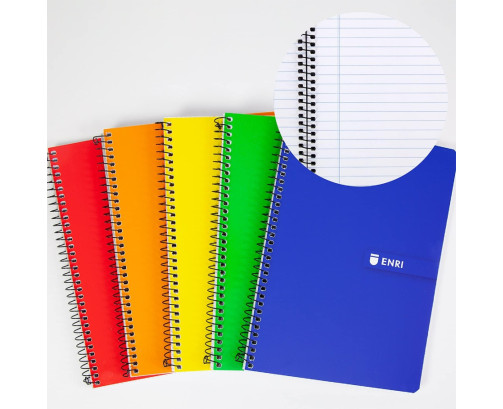 Cuadernos A5, 1 Raya, Tapa Blanda, 80 Hojas, Pack 5 Libretas, Colores Surtidos