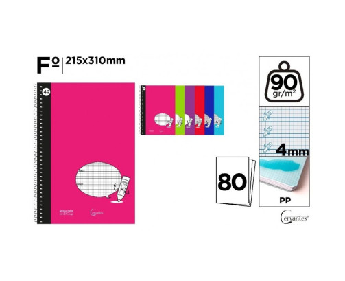Cuaderno Basic Tapa plastico A4 80 Hojas 4x4 mm 90 G/m2