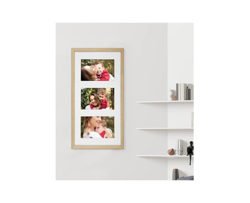 Marcos de Foto Multiples 10x15cm (Mod-3680) (Roble)（Blanco）10x15cm Incluida, Frente de Vidrio (Medida 20x40cm )