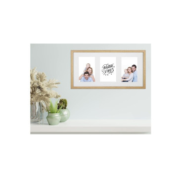 Marcos de Foto Multiples 10x15cm (Mod-3680) (Roble)（Blanco）10x15cm Incluida, Frente de Vidrio (Medida 20x40cm )