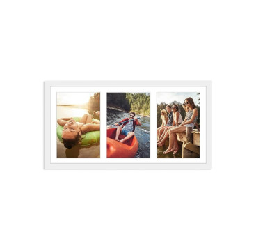 Marcos de Foto Multiples 10x15cm (Mod-3680) (Roble)（Blanco）10x15cm Incluida, Frente de Vidrio (Medida 20x40cm )
