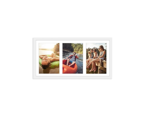 Marcos de Foto Multiples 10x15cm (Mod-3680) (Roble)（Blanco）10x15cm Incluida, Frente de Vidrio (Medida 20x40cm )