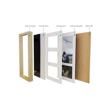 Marcos de Foto Multiples 10x15cm (Mod-3680) (Roble)（Blanco）10x15cm Incluida, Frente de Vidrio (Medida 20x40cm )