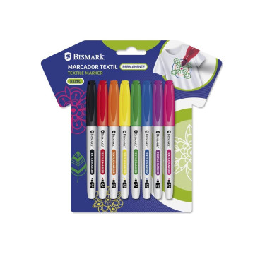 Permanente Textil Bismark Set 8 Unidades Colores Pastel o Colores Vivos, Punta 2,6mm