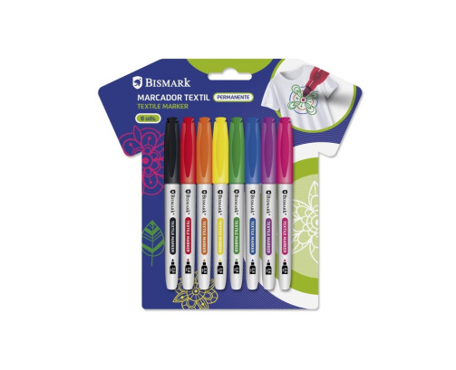Permanente Textil Bismark Set 8 Unidades Colores Pastel o Colores Vivos, Punta 2,6mm