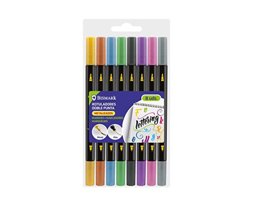 Set 8 Rotuladores Bismark Doble Punta Metalizado Lettering - Alta Calidad