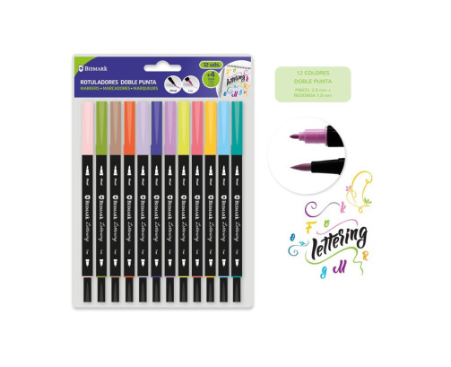 Blister 12 Rotuladores Lettering Doble Punta Bismark 330114