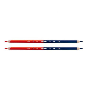 MILAN BWM10294 - Blíster con 2 lápices bicolores, color azul y rojo