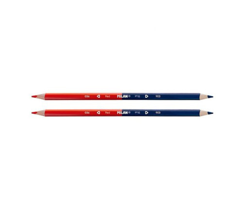 MILAN BWM10294 - Blíster con 2 lápices bicolores, color azul y rojo