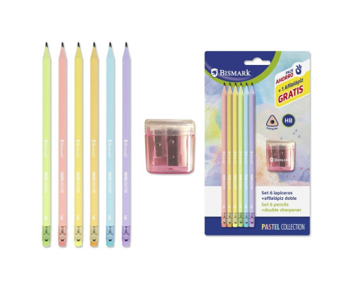 Bismark Set 6 Lapiceros Pastel con Goma y Sacapuntas
