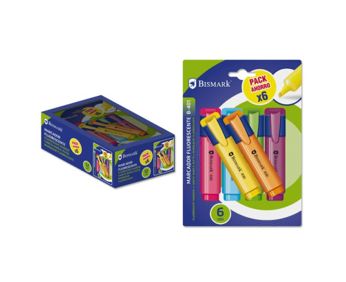 Bismark Rotuladores Fluorescentes Neon Pack de 6 - Tinta de Secado Rápido