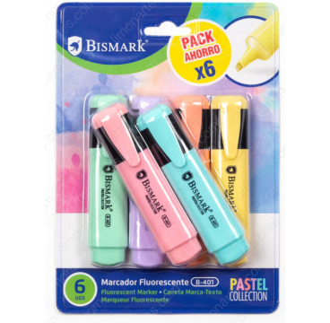Bismark Rotulador Fluorescente Pastel Blister 6 Uds