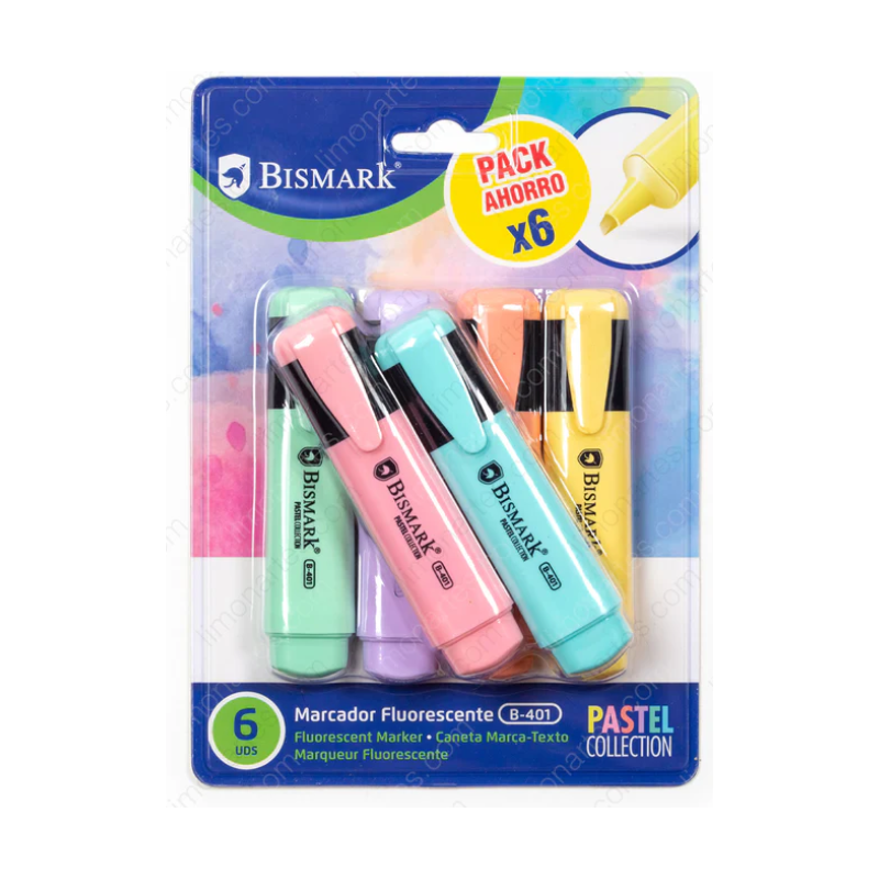 Bismark Rotulador Fluorescente Pastel Blister 6 Uds