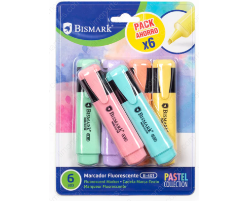 Bismark Rotulador Fluorescente Pastel Blister 6 Uds