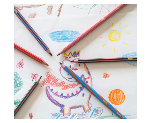 Pack 12 lápices de colores para niños para colorear kids evolution stripes BIC