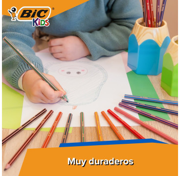 Pack 18 lápices de colores para niños para colorear kids evolution stripes BIC