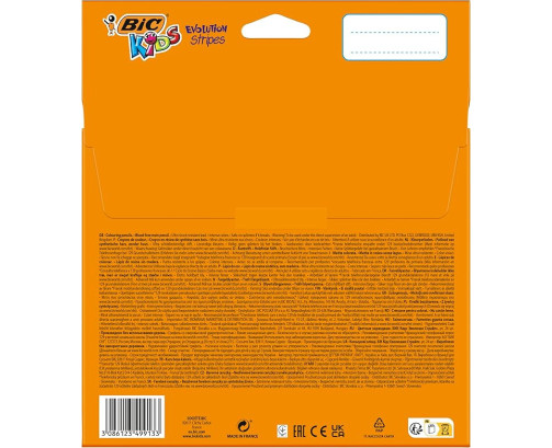 Pack 24 lápices de colores para niños para colorear kids evolution stripes BIC