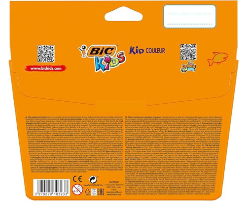 BIC Kids Kid Couleur - Blíster de 18 rotuladores de colorear para aprendizaje, multicolor