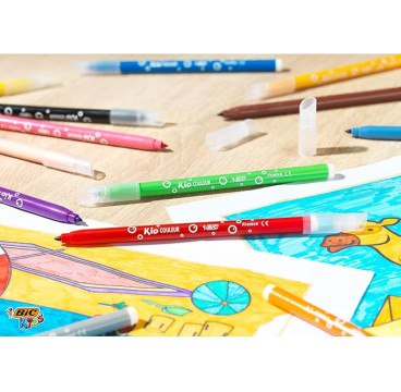 BIC Kids Kid Couleur - Blíster de 18 rotuladores de colorear para aprendizaje, multicolor
