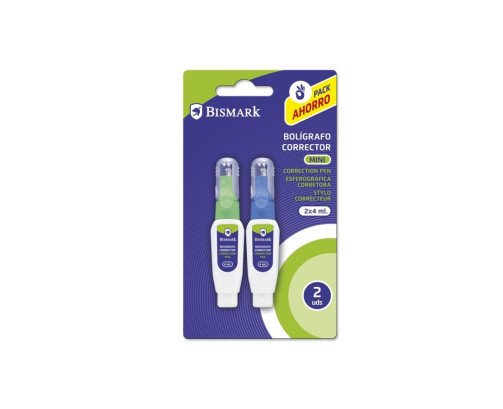Bismark pack de 2 mini boligrafos correctores 4ml - punta metalica - alta precision