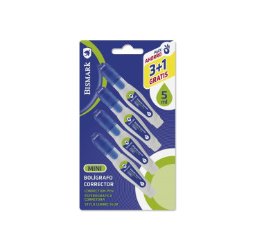 ismark Pack de 4 Mini Boligrafos Correctores 5ml - Punta Metalica -