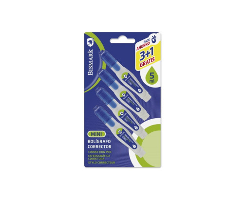 ismark Pack de 4 Mini Boligrafos Correctores 5ml - Punta Metalica -