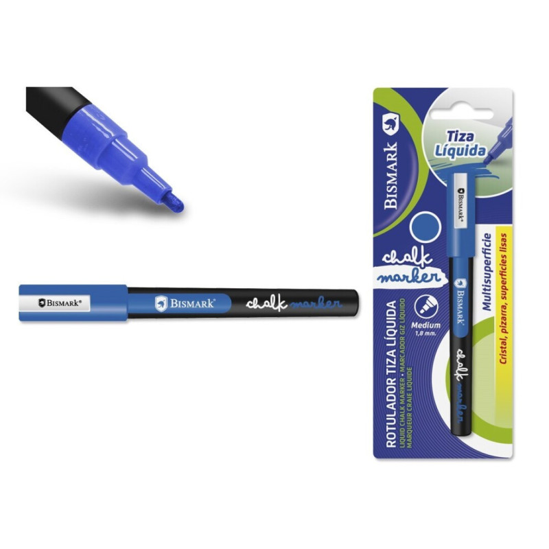 Rotulador de tiza AZUL punta redonda 1.8MM
