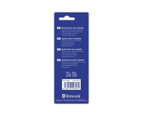 Rotulador de tiza AZUL punta redonda 1.8MM